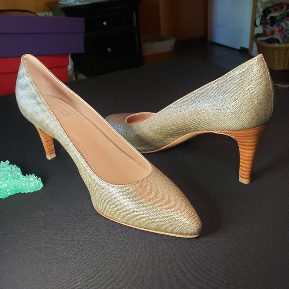 Stuart Weitzman Miami Topo Summer Linen Pump with hurrache stacked heel - Picture 5 of 8